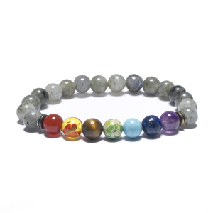 8 mm 7-Chakra-Armband ohne Box – Labradorit