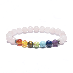 8 mm 7-Chakra-Armband ohne Box – Rosenquarz