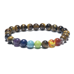 8 mm 7-Chakra-Armband ohne Box – Tigerauge
