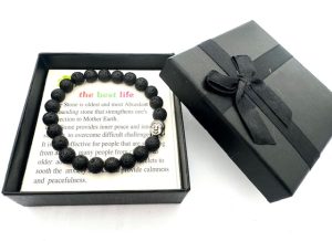 8 mm Buddha Lavastein Armband – Geschenkbox Inklusive