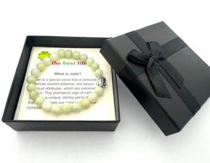 8mm Buddha Jade Armband – Geschenkbox Inklusive