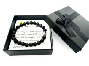8mm Buddha Schwarz Onyx Armband – Geschenkbox Inklusive