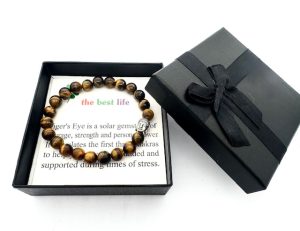 8mm Buddha Tigerauge Armband – Geschenkbox Inklusive