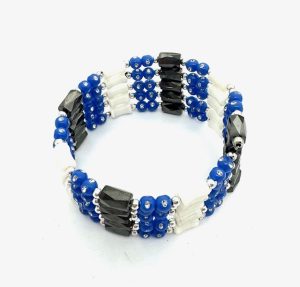 Blau Magnetisches Wickelarmband mit Perlen