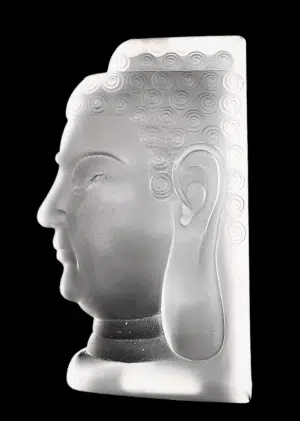 Buddha-Kopf aus Kristallglas, matt – 17 cm
