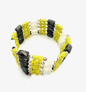 Gelb Magnetisches Wickelarmband mit Perlen