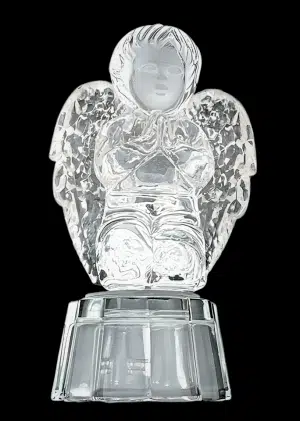 Kniender betender Engel aus Kristallglas - 10 cm