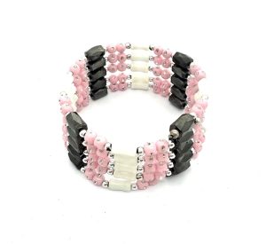 Rosa Magnetisches Wickelarmband mit Perlen