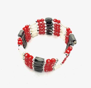 Rot Magnetisches Wickelarmband mit Perlen