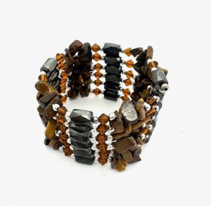 Tigerauge Magnetisches Wickelarmband mit Perlen