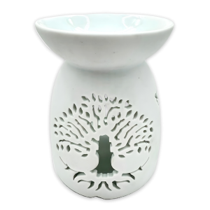 Duftölbrenner Weiß Lebensbaum mit Vögeln 13 cm (groß)