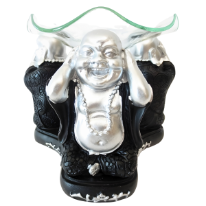 Ölbrenner mit 3 lachenden Buddhas Hören, Sehen, Schweigen (11 cm)