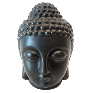Schwarzer Buddha-Kopf Duftölbrenner(13 cm)
