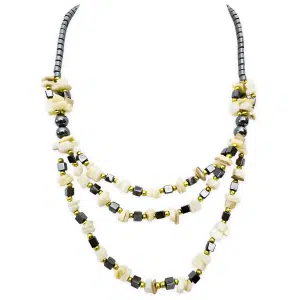 Stein- und Hmatit-Kette Wei/Beige