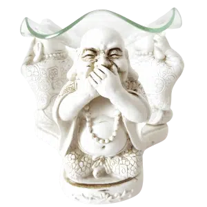 3 frhliche Buddhas 'hren, sehen, schweigen' lbrenner in wei