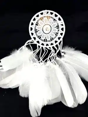 15 cm Weißer Gehäkelt Traumfänger mit Federn
