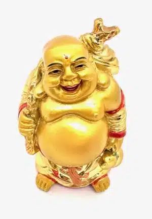 Goldene stehende Lachender-Buddha-Wohlstandsstatue
