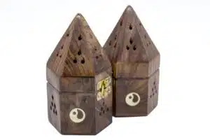 Hölzerner Yin Yang ☯ Pyramiden Kegel Brenner (2 Stück)