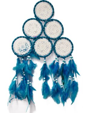 8 cm + 6 Ring Häkelspitze Traumfänger – Blau