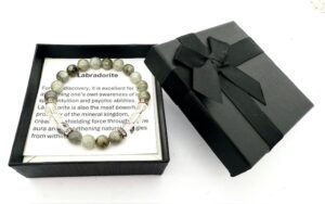 8mm Armband ohne Geschenkbox - Labradorit und Diamant