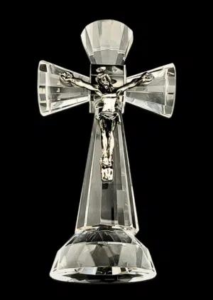 Kruzifix aus Kristallglas mit Jesus – 13,5 cm